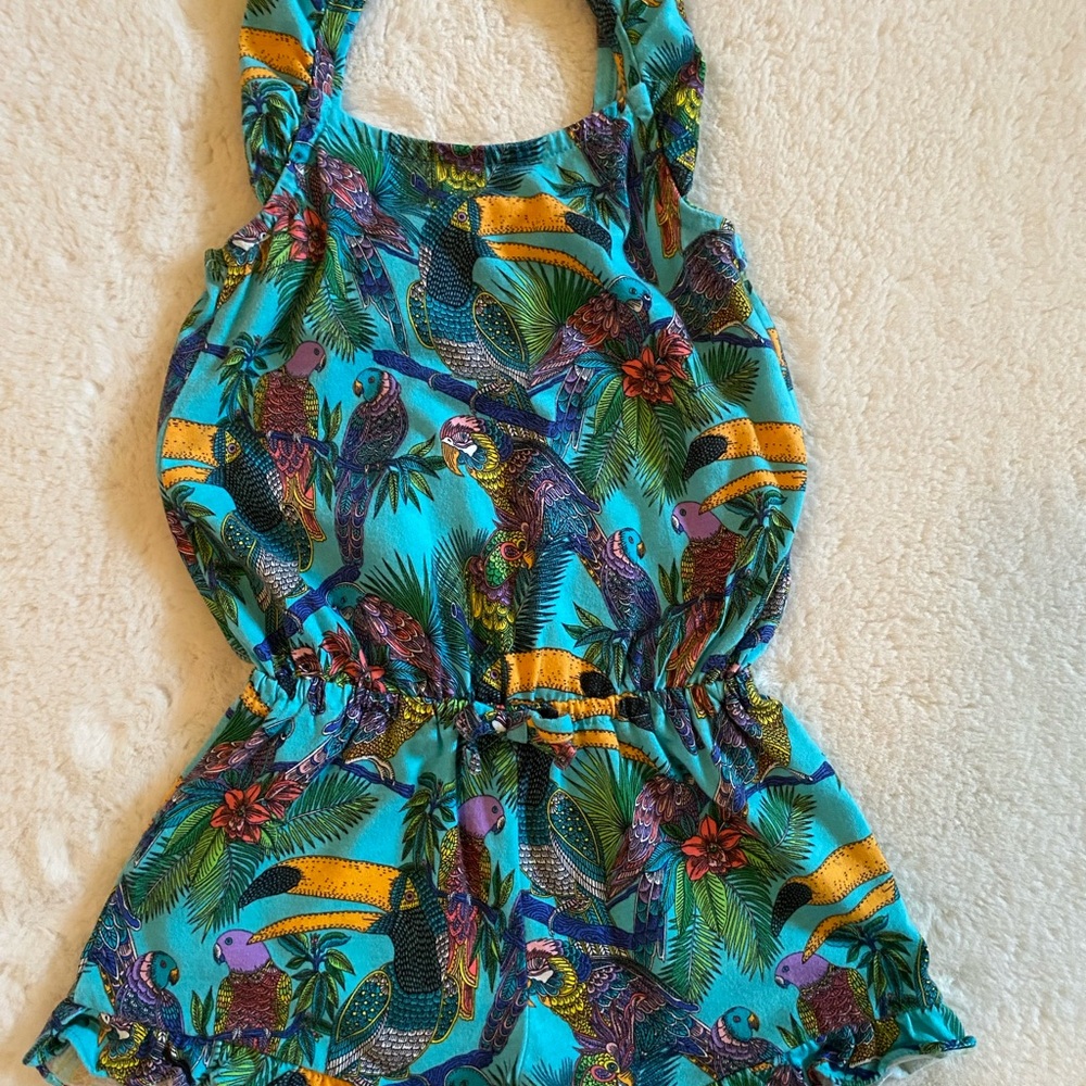 Tropical Parrot Print Romper